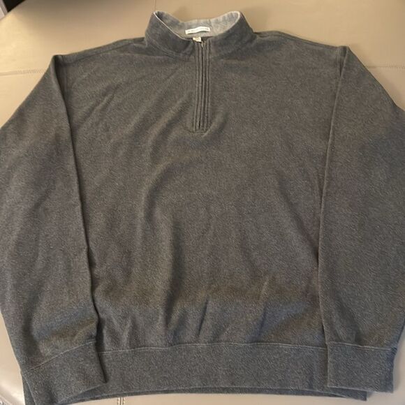 Peter Millar Autumn Crest Men’s  1/4 Zip Cotton Sweater in Charcoal. Size XXL. - Picture 3 of 6